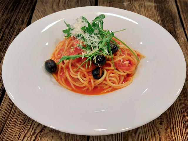 Foto Pasta Spaghetti Tomaten-Rucola
